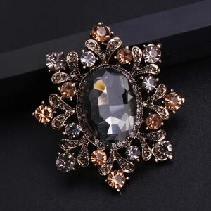 Browns of Fall Crystal & Rhinestones Brooch